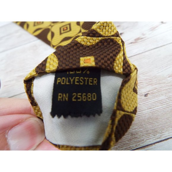 Vintage Forte Brown and Gold Geometric Floral Tie - Picture 5 of 8